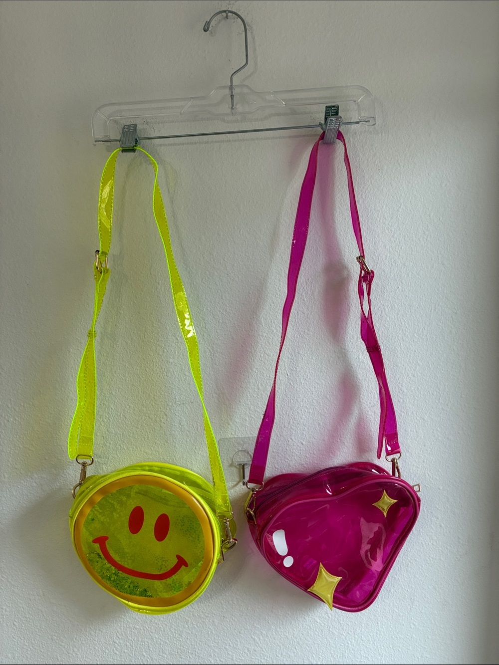 Kids Neon Yellow Smiley Crossbody Bag - Unbranded